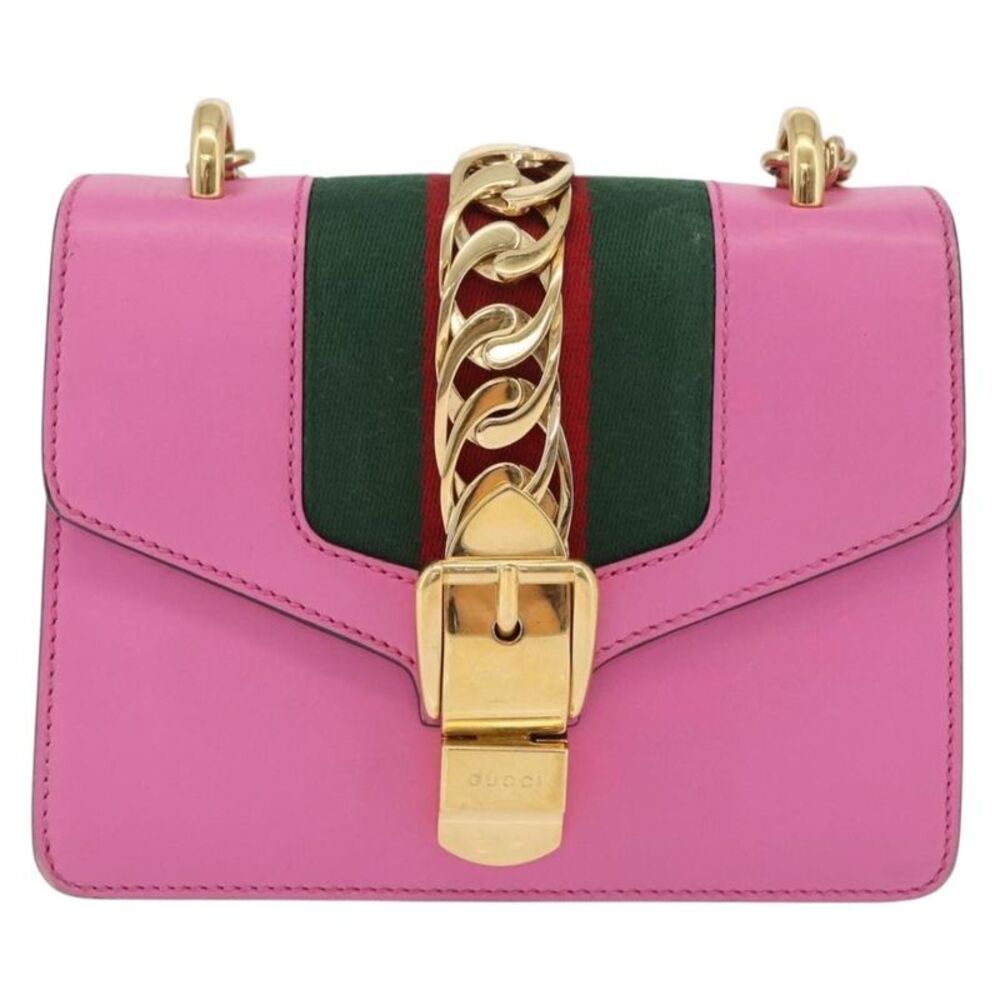 Gucci Sylvie Chain Leather Pink Leather Shoulder Bag Bag